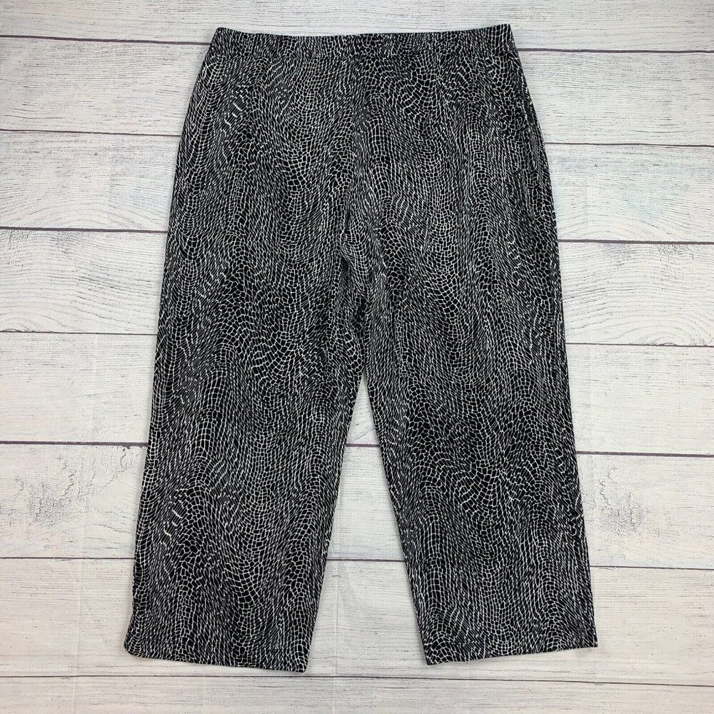 Susan Graver Pants sz XL Palazzo Elastic Waist Pull on Black White 27" Inseam - Picture 8 of 9